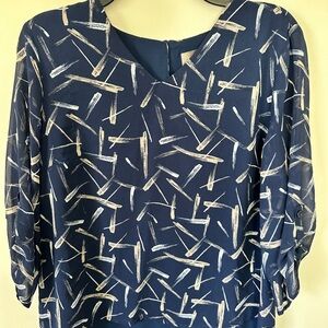 Chicos Flirty Navy Blue Abstract Print Women's Top Size 1